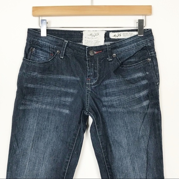 MAY75 575 Dark Wash Distressed Straight Leg Jeans - Picture 3 of 7